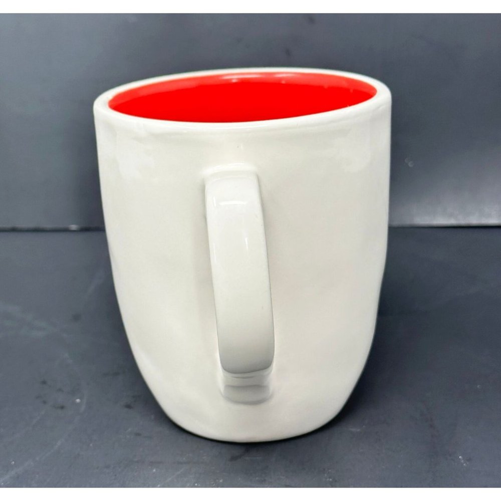 RAE DUNN JOY White Coffee Mug Typewriter Font Red Interior 20 oz Christmas - Picture 2 of 7